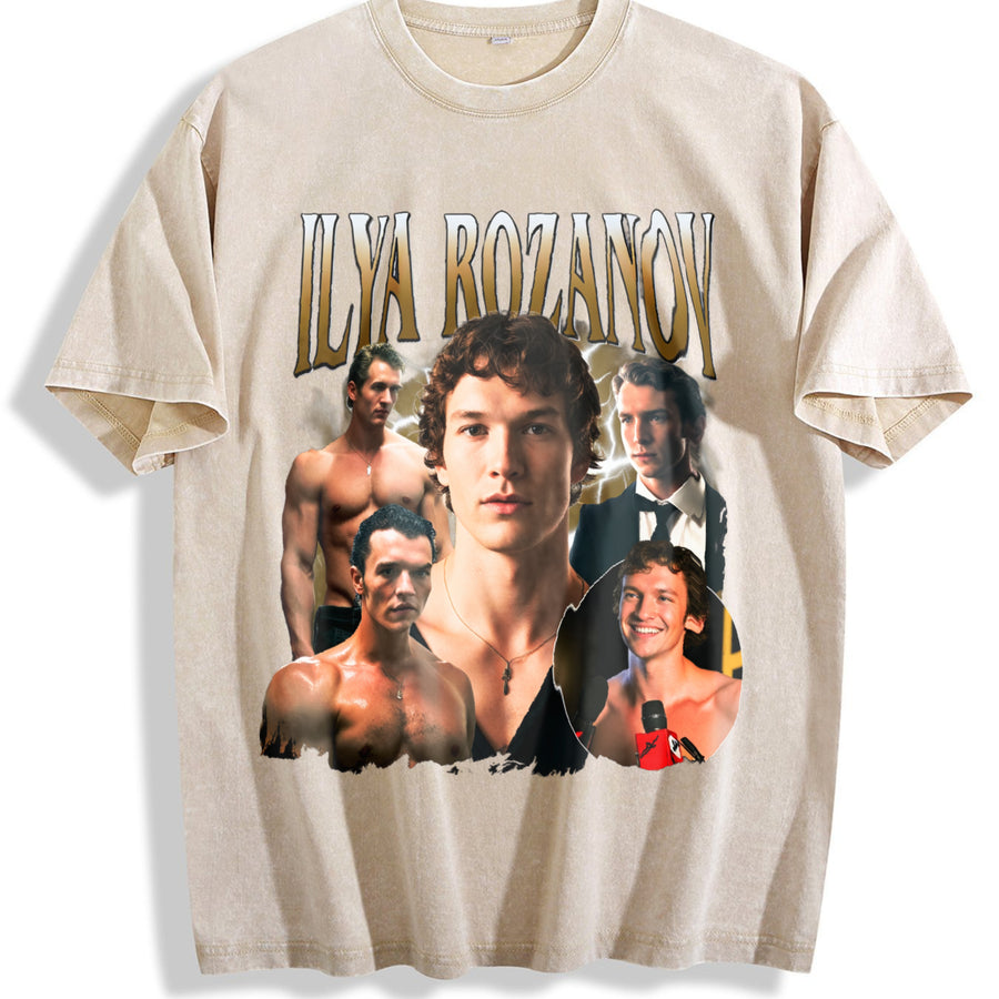 Heated Rivalry Rozanov Fans vintage washed oversized T-shirt in Beige