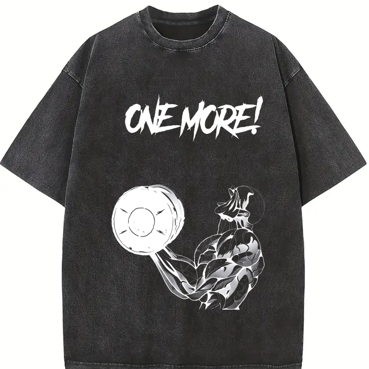 Jack Hanma One More! Gym Baki Anime Muscle Fit vintage washed oversized T-shirt in Black