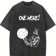 Jack Hanma One More! Gym Baki Anime Muscle Fit vintage washed oversized T-shirt in Black