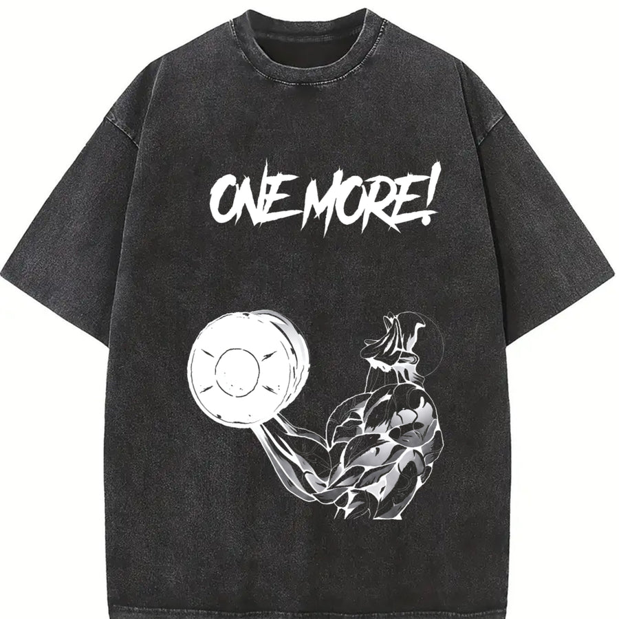 Jack Hanma One More! Gym Baki Anime Muscle Fit vintage washed oversized T-shirt in Black