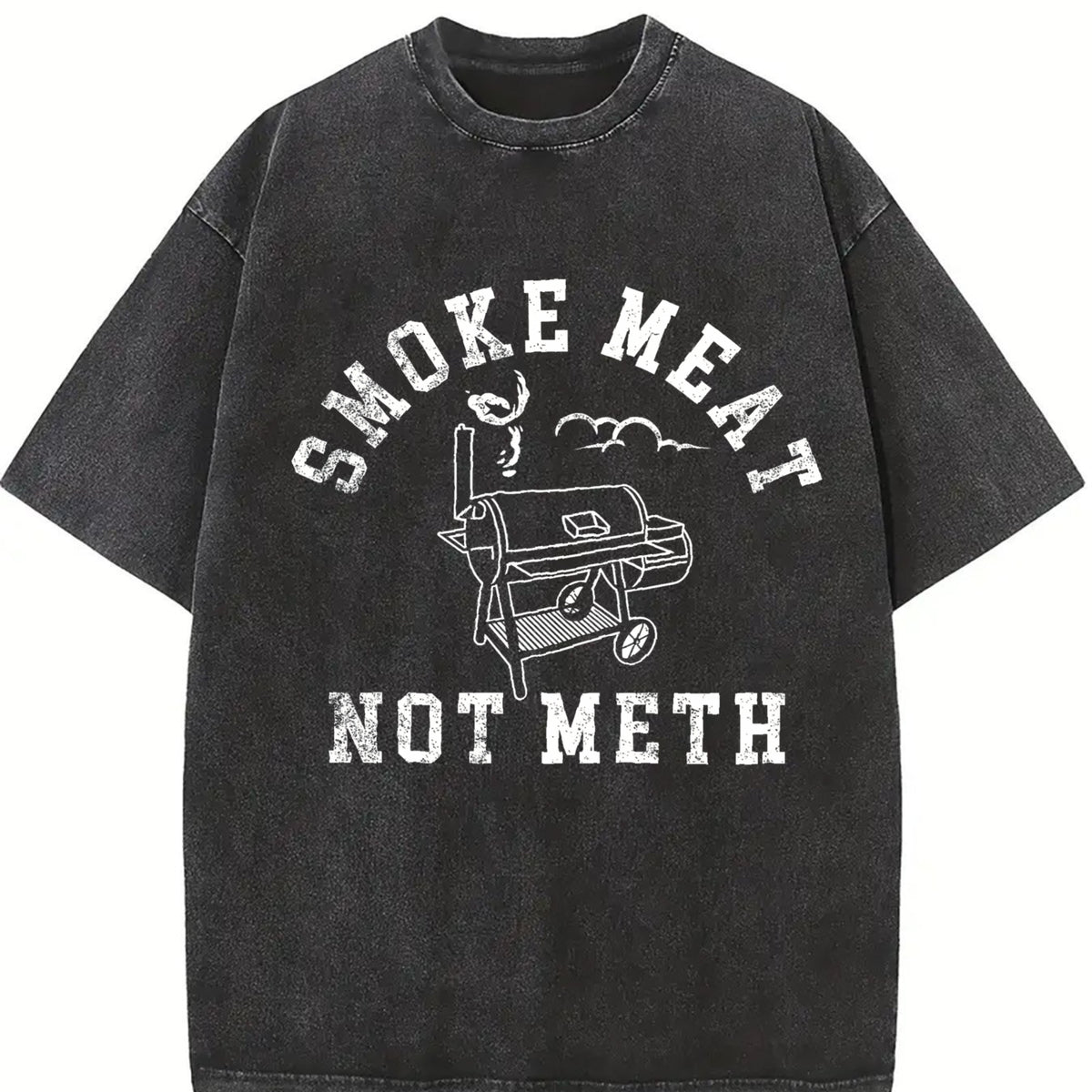 Smoke Meat Not Meth Vintage Washed T-Shirt in Black