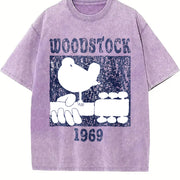 Woodstock 1969 in Polyester with Medium Stretch Animal vintage washed oversized T-shirt in Purple