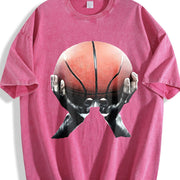 Retro Basketball Tank Vintage Washed T-Shirt in Red