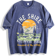 The Shire Lord of The Rings - National Park - Homeland of vintage washed oversized T-shirt in Blue