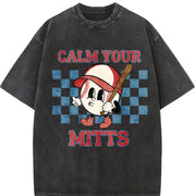 Baseball Game Day T-mom Vintage Washed T-Shirt in Black