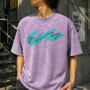 90's Paper Cup Nostalgia Vintage Washed T-Shirt in Purple