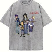 Band with Comedy Guitar Music Fans Vintage Washed T-Shirt in Gray