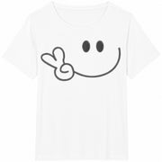 Minimal Smiley Face Cotton T-Shirt in White