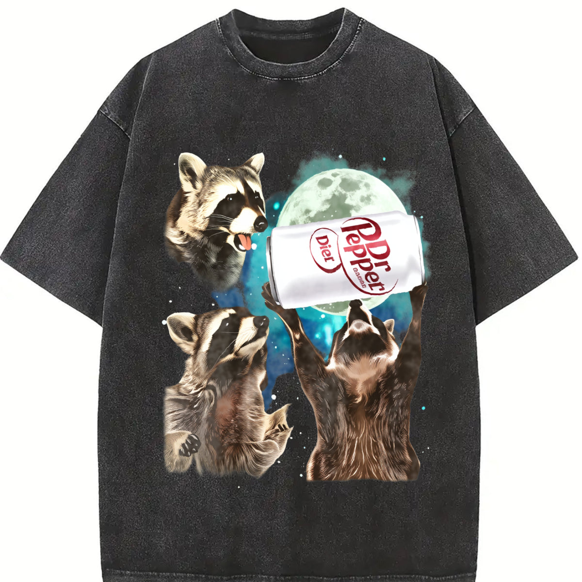Three Raccoons Diet Dr Pepper vintage washed oversized T-shirt in Black
