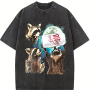 Three Raccoons Diet Dr Pepper vintage washed oversized T-shirt in Black