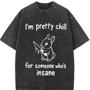 Retro Sarcastic Rabbit 90s Vintage Washed T-Shirt in Black
