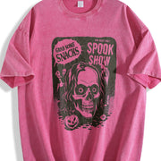 Retro Spooky Show Halloween Vintage Washed T-Shirt in Red
