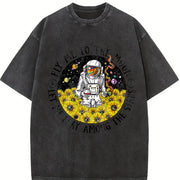 Fly Me to the Moon Let Me Play Among the Stars Vintage Washed T-Shirt in Black