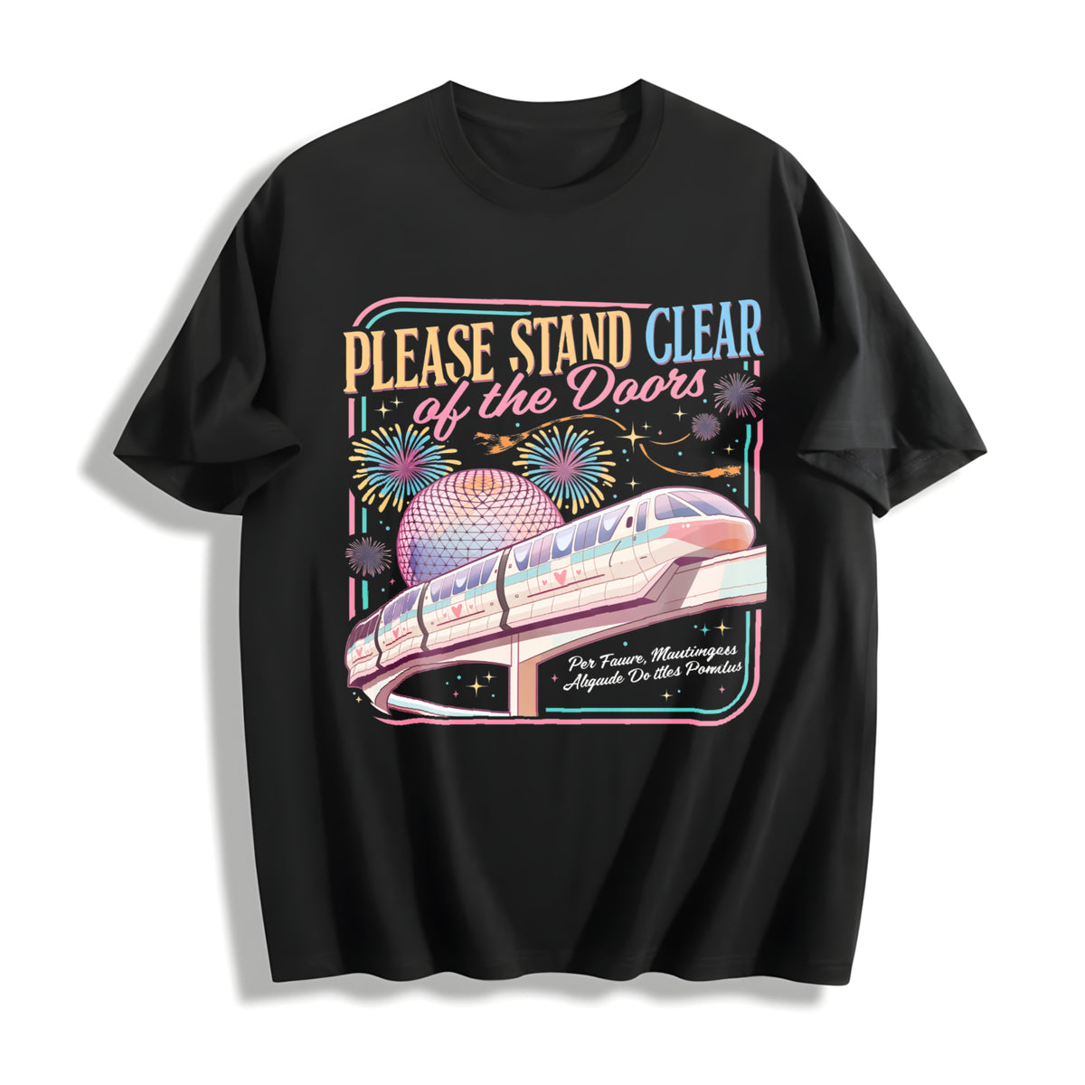 Retro Please Stand Clear of the Doors Cotton T-Shirt in Black