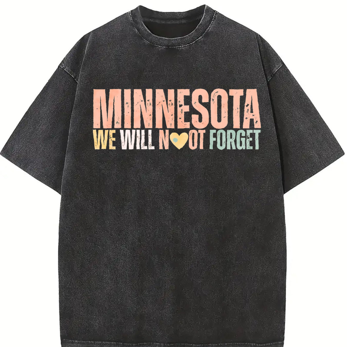 Minnesota Never Forget Vintage Washed T-Shirt in Black