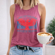 USA Land of the Free Because of the Brave Women's Color Cotton Tank Top in Red