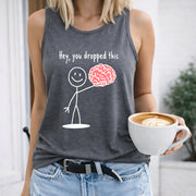 Hey You Dropped This Brain Women's Color Cotton Tank Top in Gray