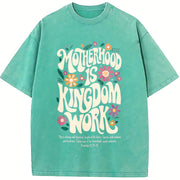 Motherhood Is Kingdom Work Vintage Washed T-Shirt in Blue