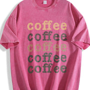 Retro with Coffee (Brownwhite Lettering) Vintage Washed T-Shirt in Red