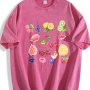 Fruits and Berries 90s Vintage Washed T-Shirt in Red