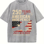 250 Years American Indepence United States Vintage Washed T-Shirt in Gray