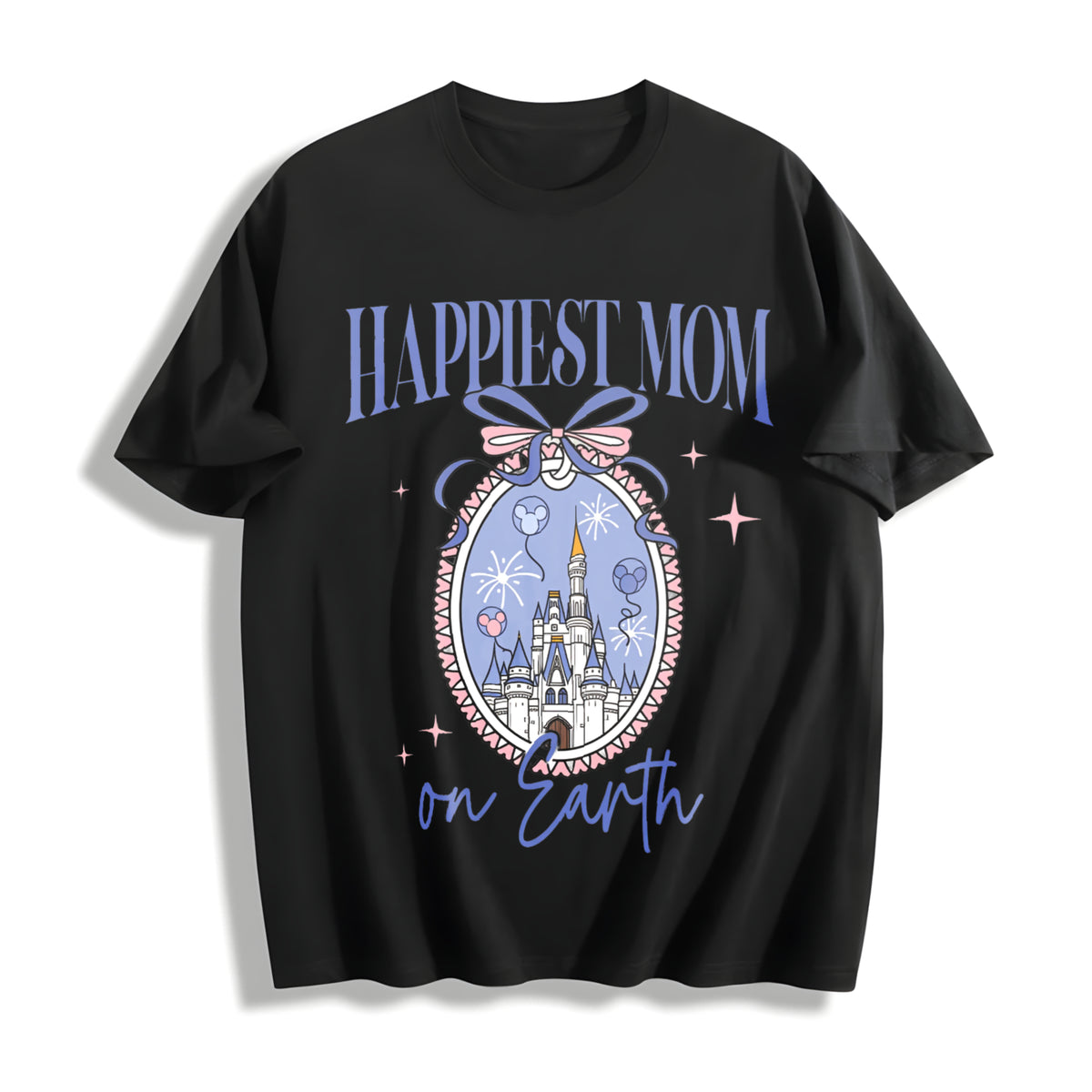 Youth and Adult Magic Kingdom Castle Coquette Bow Cotton T-Shirt in Black