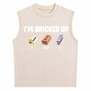 I'm Bricked Up Meme Vintage Washed Tank Top in Beige