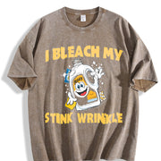I Bleach My Stink Wrinkle vintage washed oversized T-shirt in Brown
