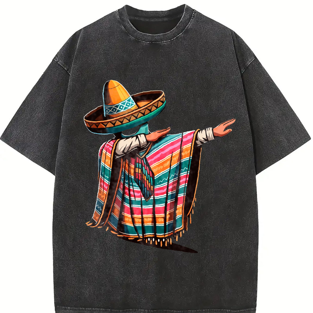 For Formal Urban Distressed Enthusiasts Vintage Washed T-Shirt in Black