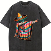 For Formal Urban Distressed Enthusiasts Vintage Washed T-Shirt in Black