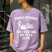 Fathers Day Proud Member of the Just Resting My Eyes Club Vintage Washed T-Shirt in Purple