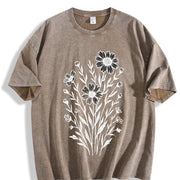 Wildflowers ® Retro Block Peonies Vintage Washed T-Shirt in Brown