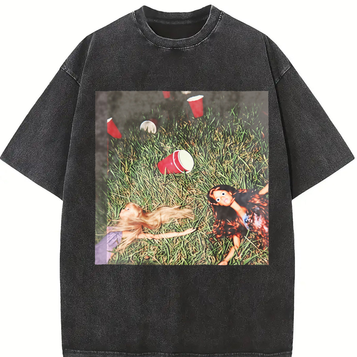 Passed Out Party Doll Vintage Washed T-Shirt in Black