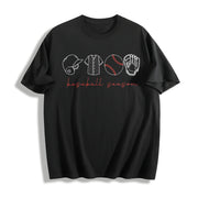 Baseball Season Game Day Baseball Cotton T-Shirt in Black