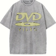 DVD Video Logo Vintage Washed T-Shirt in Gray