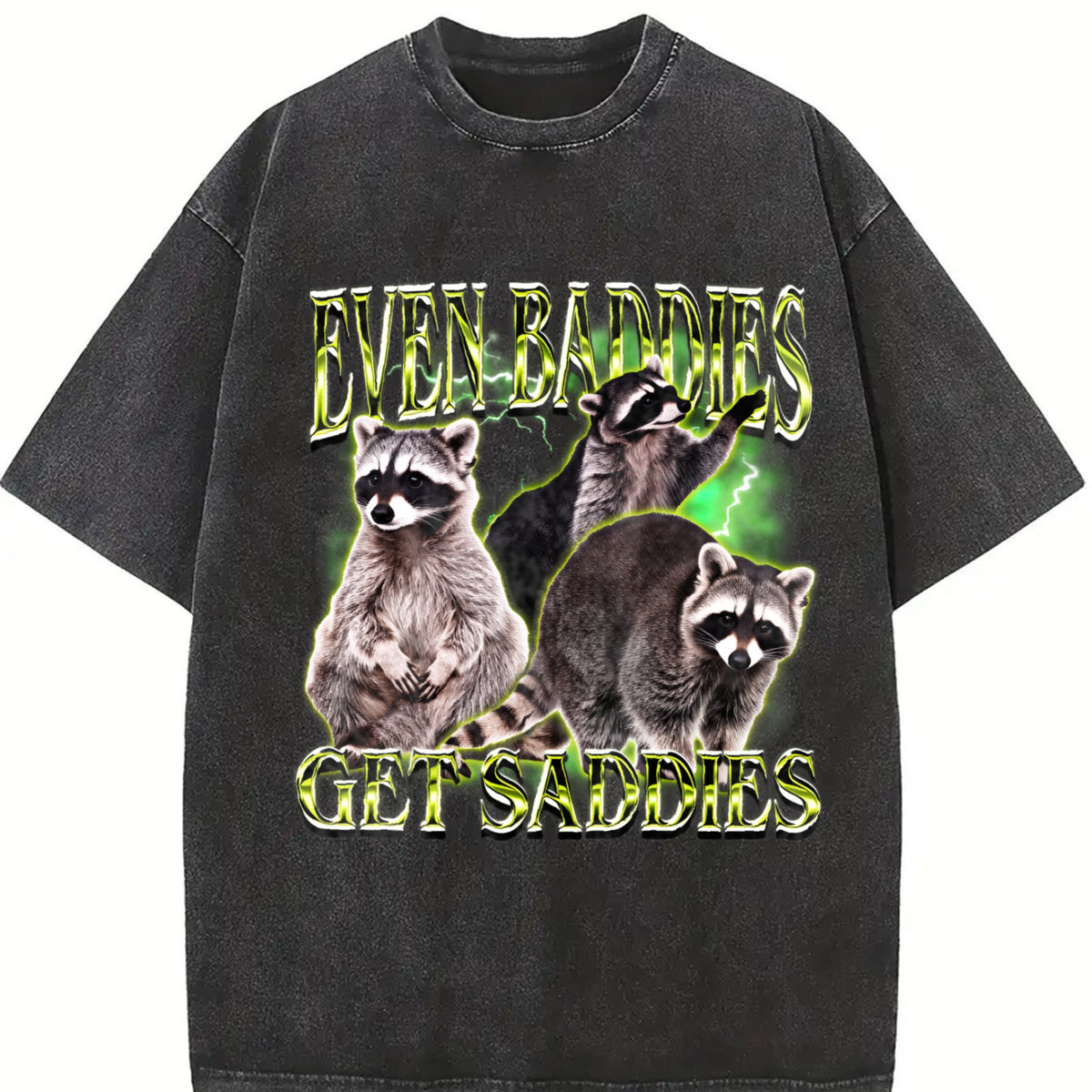 Even Baddies Get Saddies Vintage Washed T-Shirt in Black