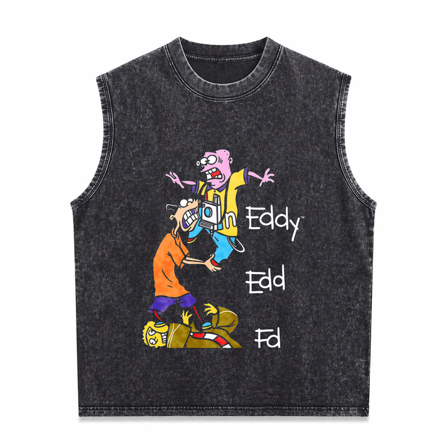Edd N Eddy Stack Vintage Washed Tank Top in Black