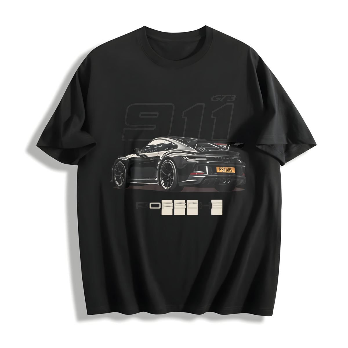 911 GT3 Racing Cotton T-Shirt in Black