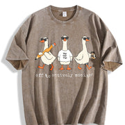 Off to Actively Monitor Goose Vintage Washed T-Shirt in Brown