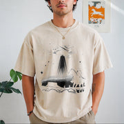 Cowboy UFO Western Lover Vintage Washed T-Shirt in Beige