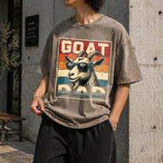 Goat Daddy Fathers Day for Dad Vintage Washed T-Shirt in Brown