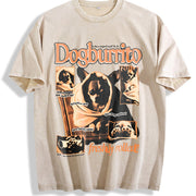 Dog Meme 90s Wrapped Pup Vintage Washed T-Shirt in Beige