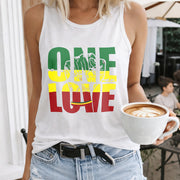 ONE LOVE Letters Vest Women's Color Cotton Tank Top in White
