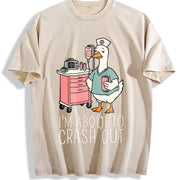 Silly Goose Nurse Appreciation Week Snarky Nurse Night Vintage Washed T-Shirt in Beige