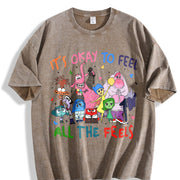It's Okay to Feel All the Feels Vintage Washed T-Shirt in Brown