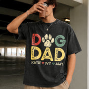 Dog Dad Personalized Pet Vintage Washed T-Shirt in Black