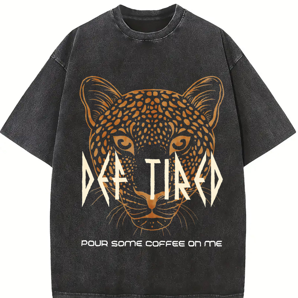 Coffee Tiger Vintage Washed T-Shirt in Black