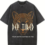 Coffee Tiger Vintage Washed T-Shirt in Black