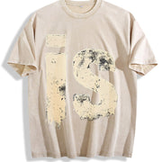 Distressed Drip Is Letter Sleeveless Tank Vintage Washed T-Shirt in Beige