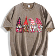 Valentine's Day Loose Basic Vintage Washed T-Shirt in Brown